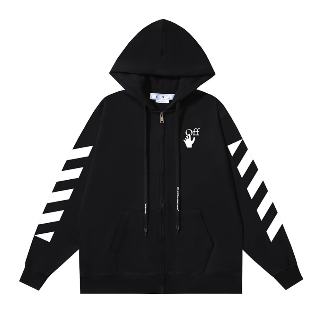 Casual Graphic Cotton Front Zip Hoodie