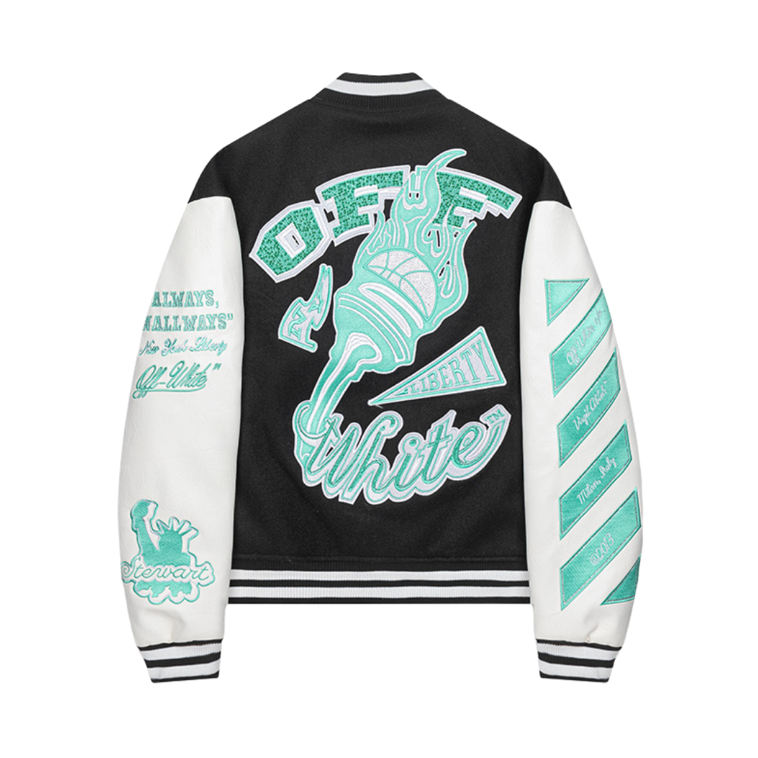 Black & Mint College Varsity Jacket