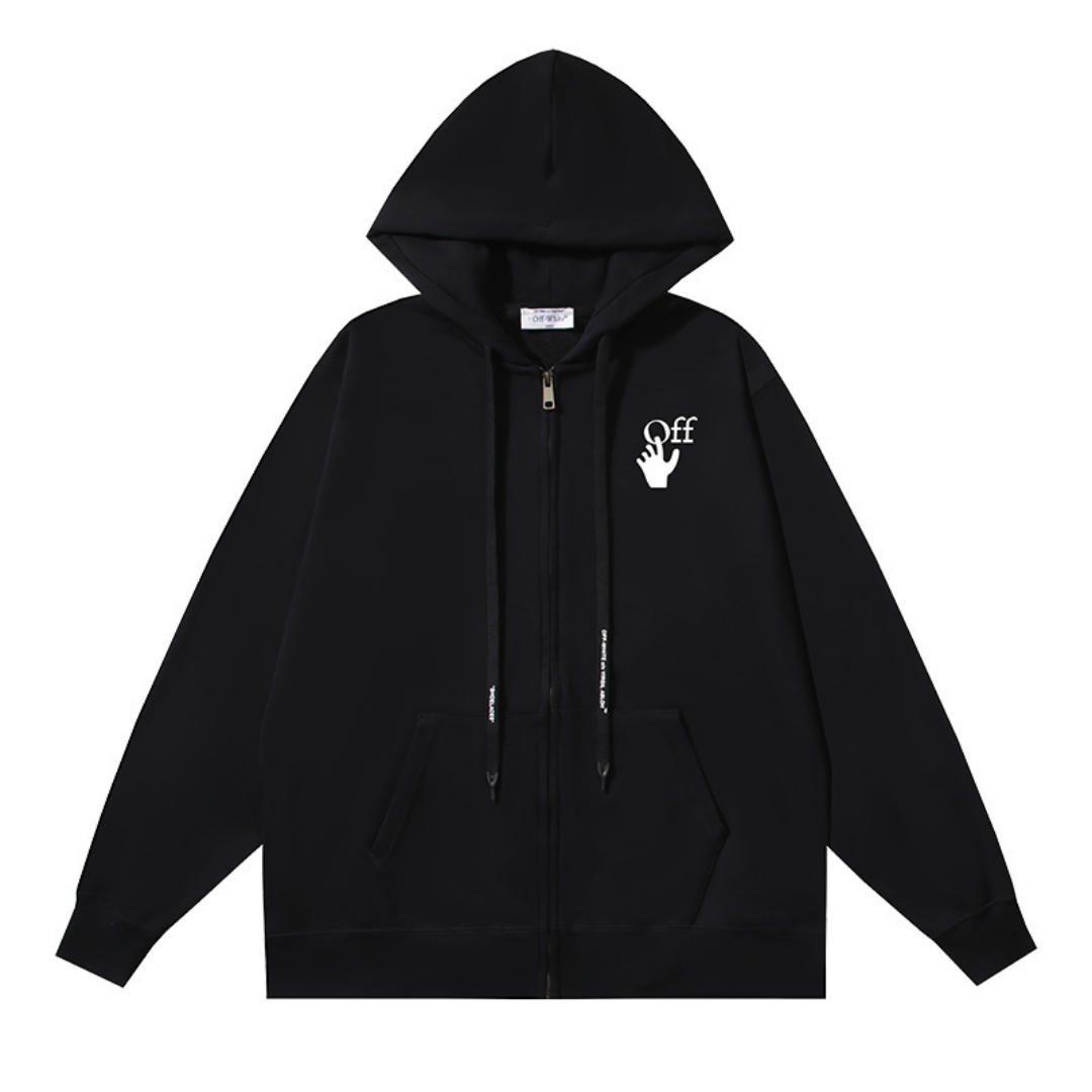 Luxe Urban Patterned Front Zip Hoodie