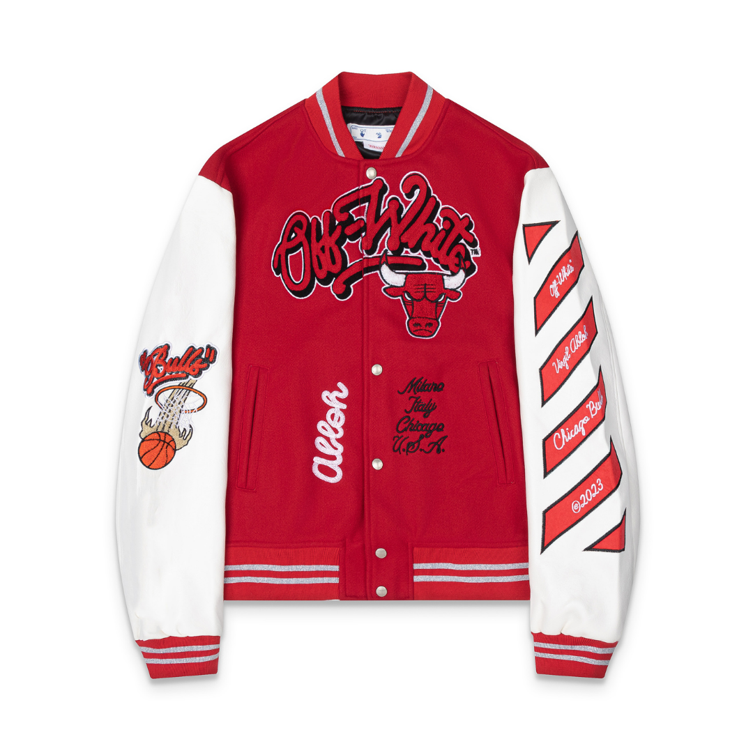 Scarlet Red Graphic Varsity Jacket