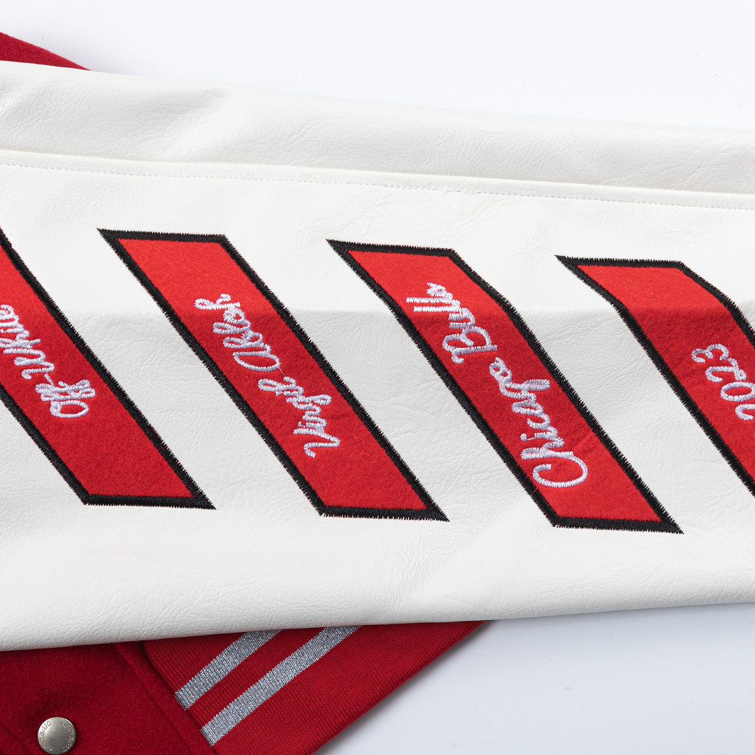 Scarlet Red Graphic Varsity Jacket