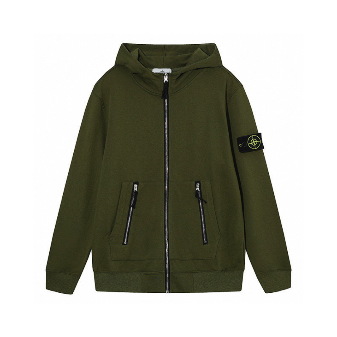 Olive Utility Zip Hoodie