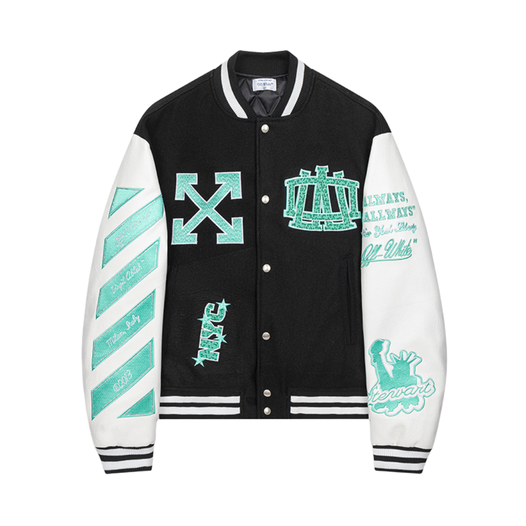 Black & Mint College Varsity Jacket
