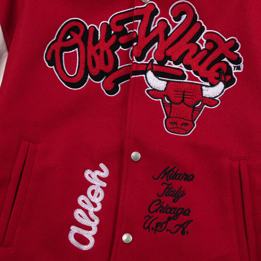 Scarlet Red Graphic Varsity Jacket