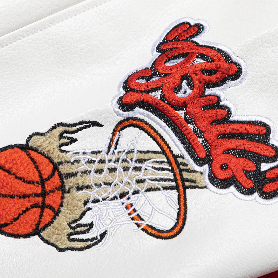 Scarlet Red Graphic Varsity Jacket